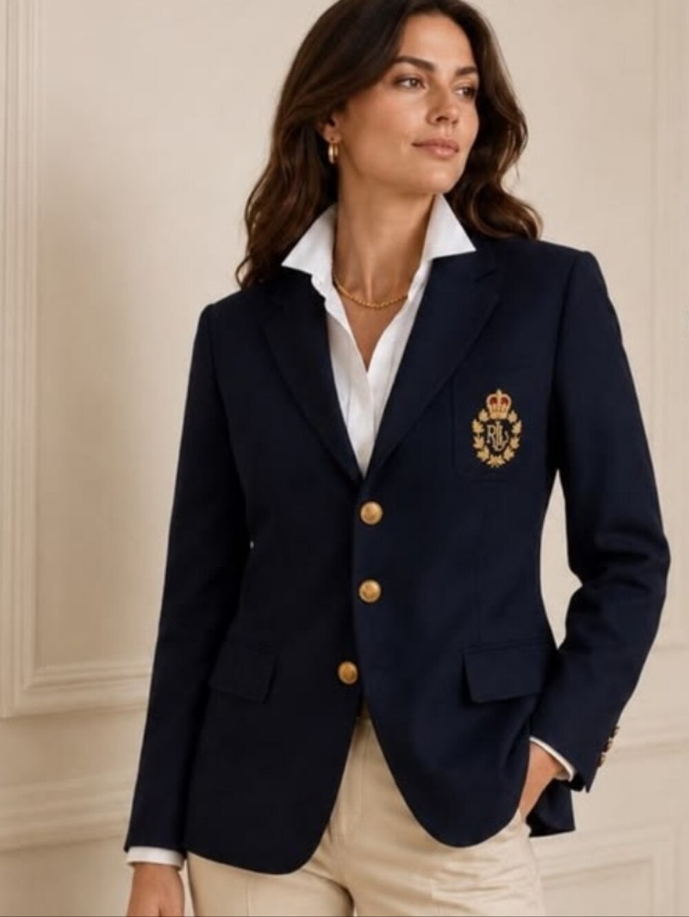 VINTAGE RALPH LAUREN 100% WOOL BLAZER WITH CREST
